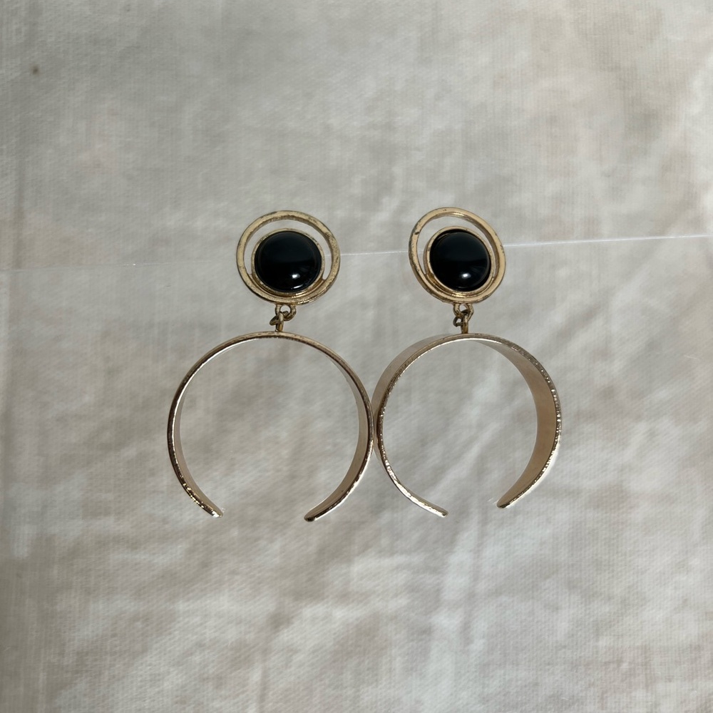 Gold Drop C Shape Earrings